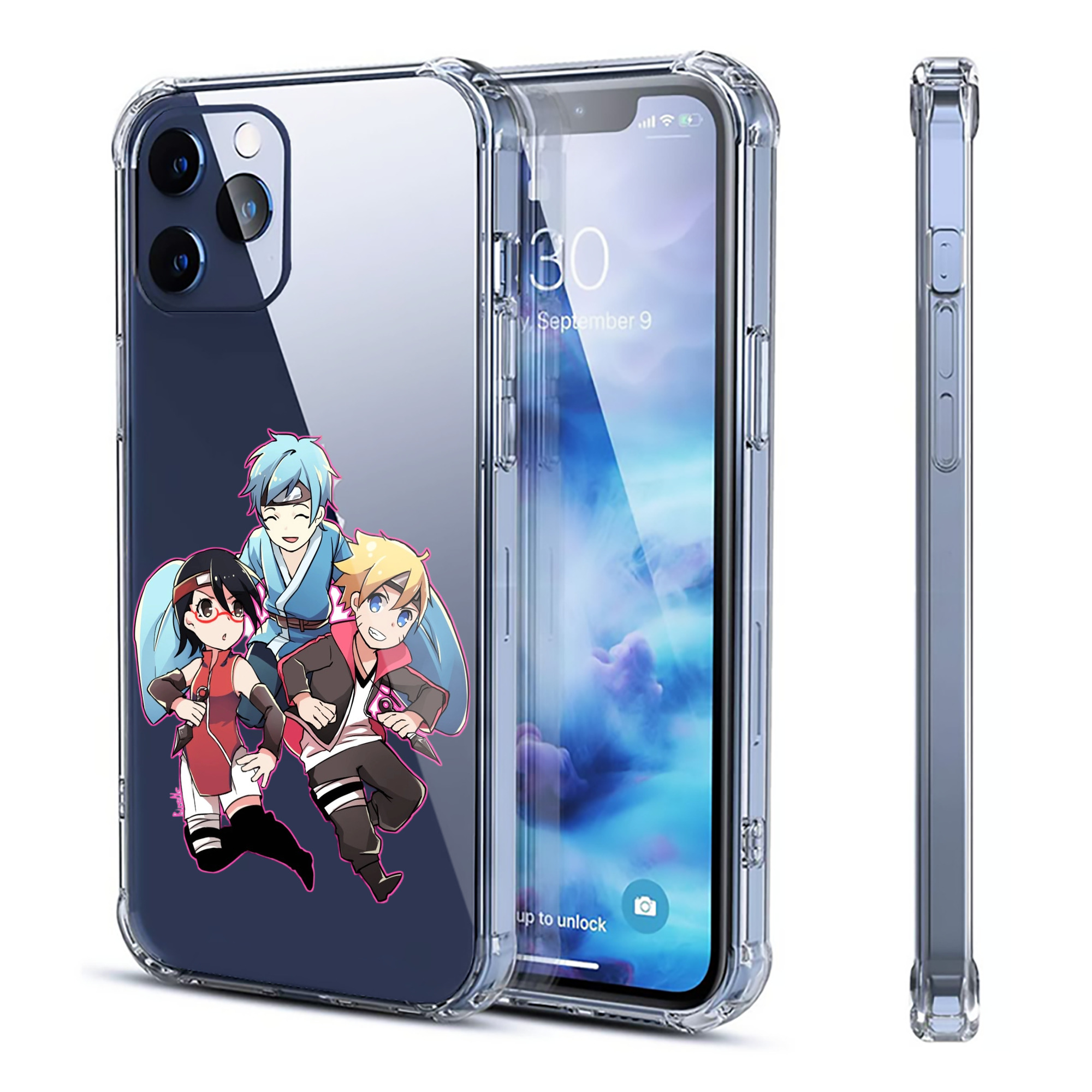 （画像用） NARUTO -ナルト- うちは サラダ Uchiha Sarada 【iPhone 12シリーズ対応】透明スマホケース（クリアソフトケース）
